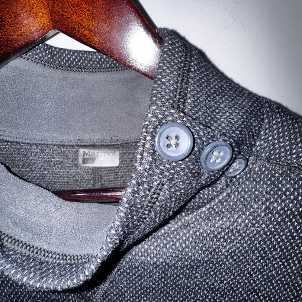 Marmot‎ Addy Pullover Women Lg Charcoal Gray EUC Wool Blend Button Neck Gorpcore - Picture 7 of 12